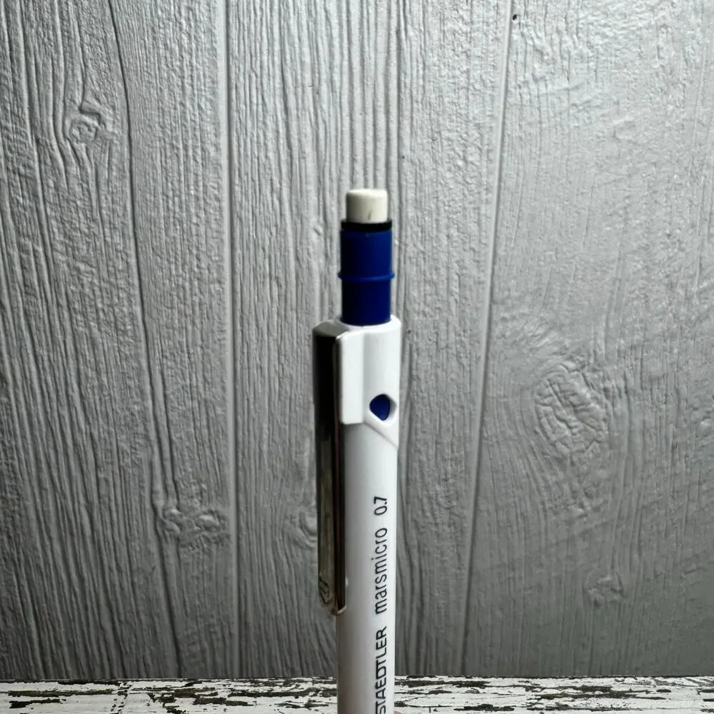 Vintage Staedtler Marsmicro Drafting Mechanical Pencil 0.7mm Germany White Blue